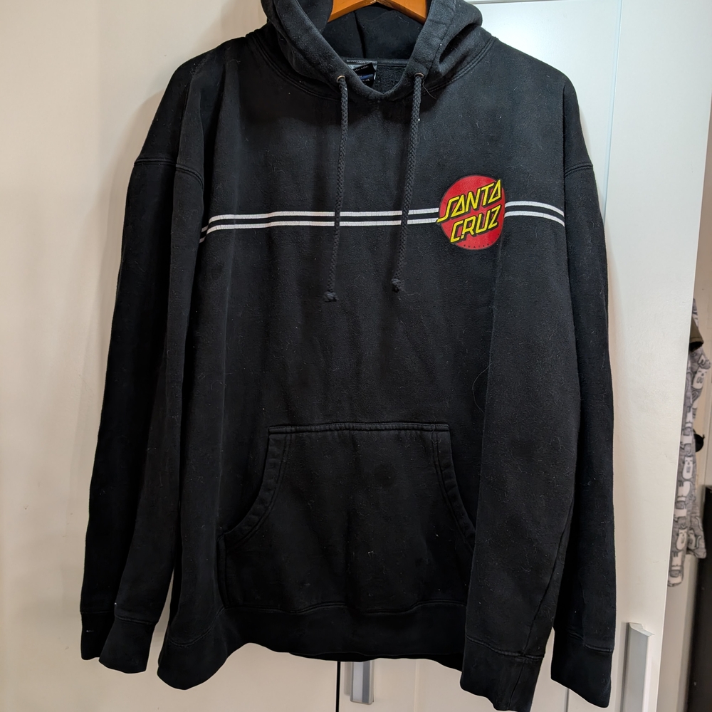 Santa Cruz Skateboards Black Sweatshirt with Sporty Stripes